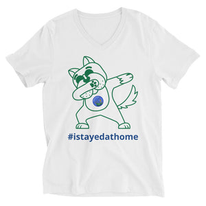 Unisex Short Sleeve V-Neck T-Shirt - Dabbin' Dog #istayedathome